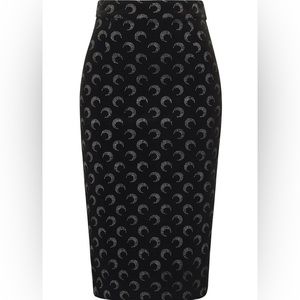 Collectif Polly Glitter Moon Velvet ‘50s Pencil Skirt Black XL NWOT